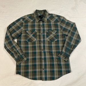 ♠️ 3/20 Hurley Mens Lightweight Green long sleeve plaid  shirt Size Large